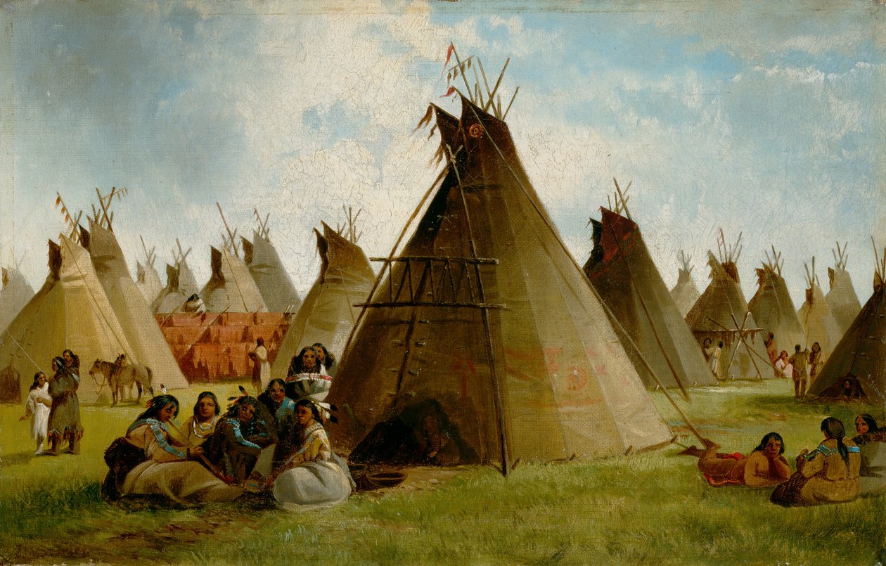 Prairie-indianenkamp, ca. 1870 door John Mix Stanley