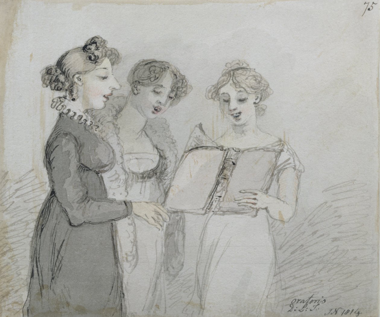 Oratoriumuitvoering in het Drury Lane Theatre, deel drie van een drieluik, 1814 door John Nixon