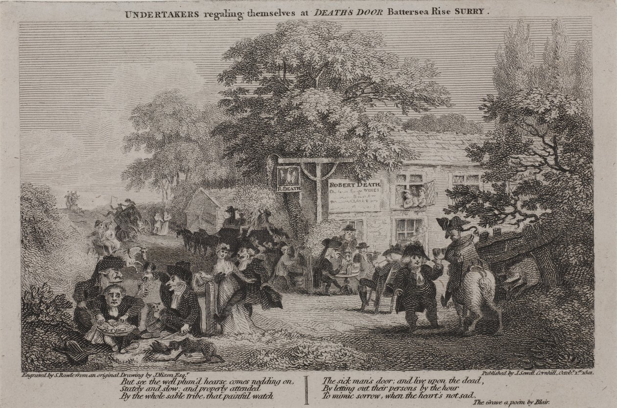 Begrafenisondernemers vermaken zich bij Deaths Door, 1801 door John Nixon