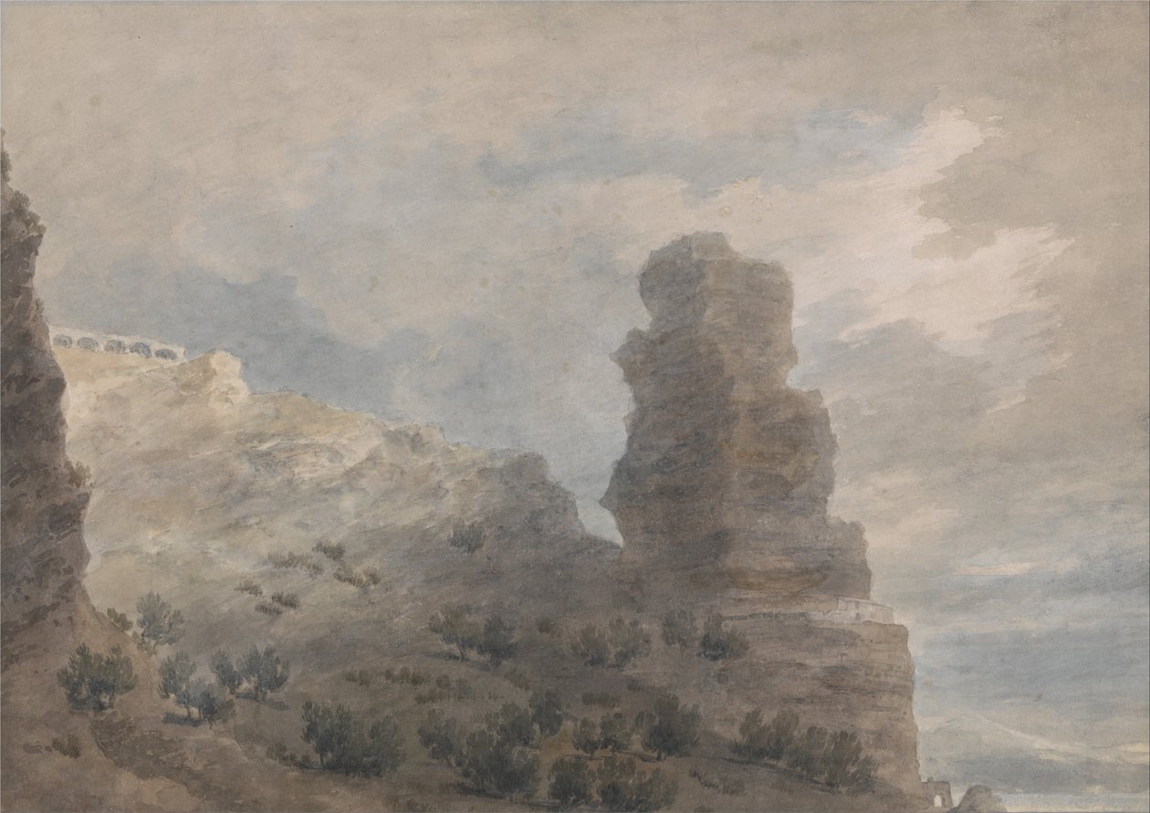 Een Uitzicht vanaf de Herberg in Terracina door John Robert Cozens