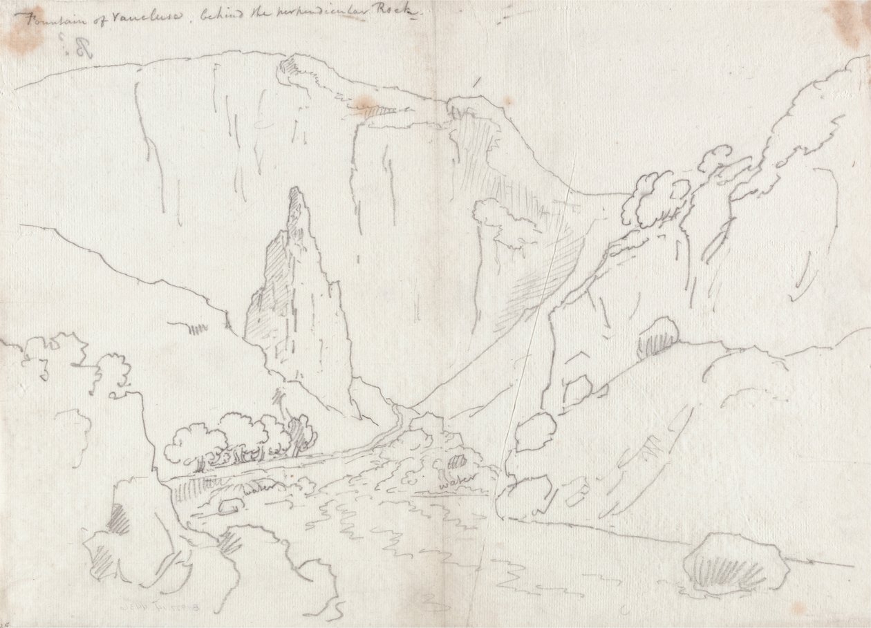 Fontein van Vaucluse, achter de Perpendiculaire Rots door John Robert Cozens