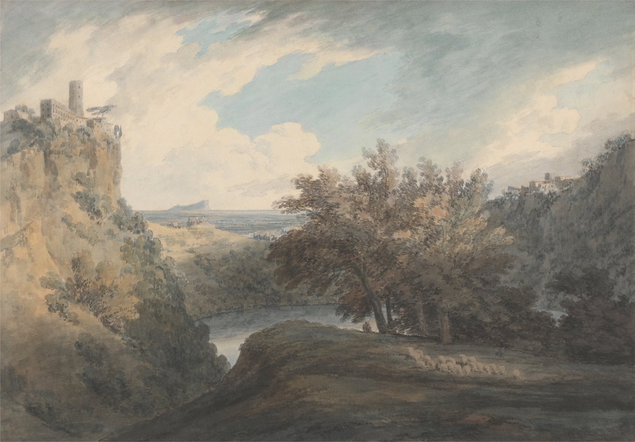 Het meer van Nemi door John Robert Cozens
