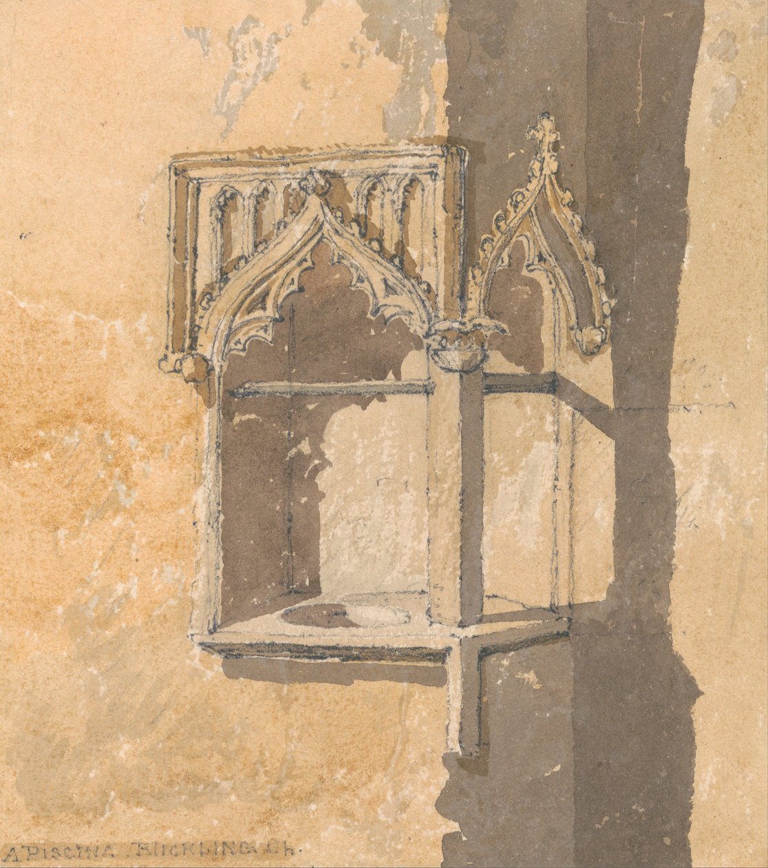Een piscina in de kerk van Blickling, Norfolk door John Sell Cotman