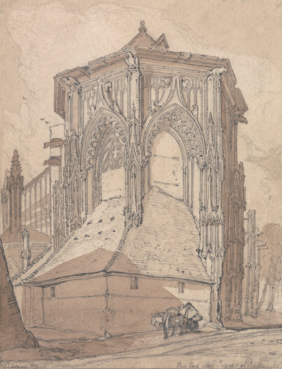Oostkant van Saint Jacques in Dieppe, Normandië door John Sell Cotman