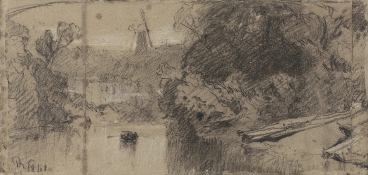 Rivierlandschap, waarschijnlijk nabij Thorpe, Norfolk door John Sell Cotman