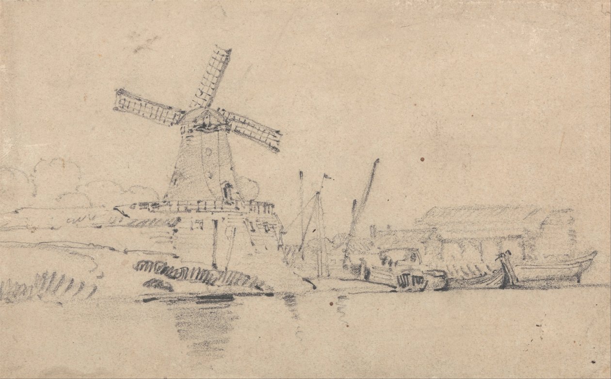 Rivier en molen door John Sell Cotman