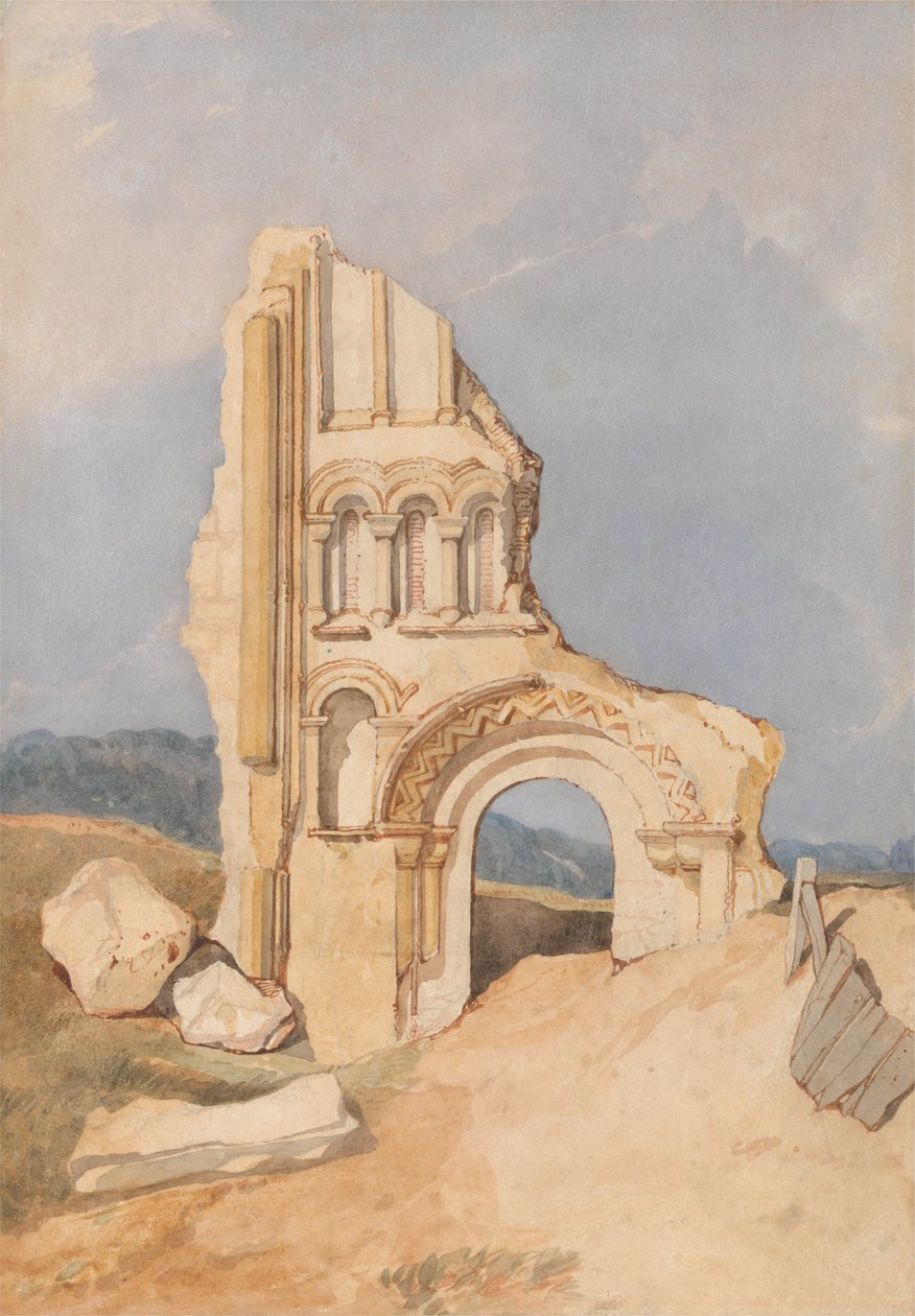 Ruïne van een Normandische kerk door John Sell Cotman
