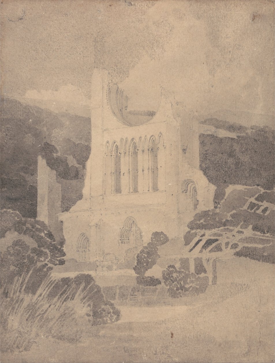 Westelijke voorzijde van Byland Abbey, Yorkshire door John Sell Cotman