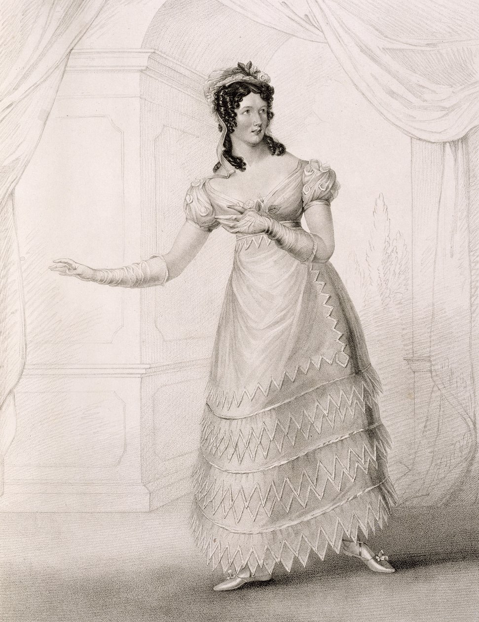 Miss Paton als Susanna in De Huwelijk van Figaro, uitgegeven door Colnaghi door John Stewart