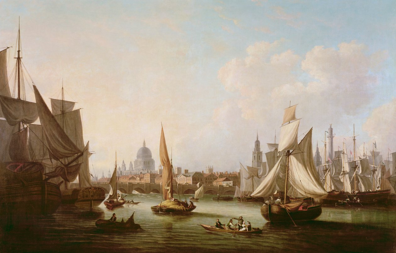 Uitzicht op de rivier de Theems door John Thomas Serres