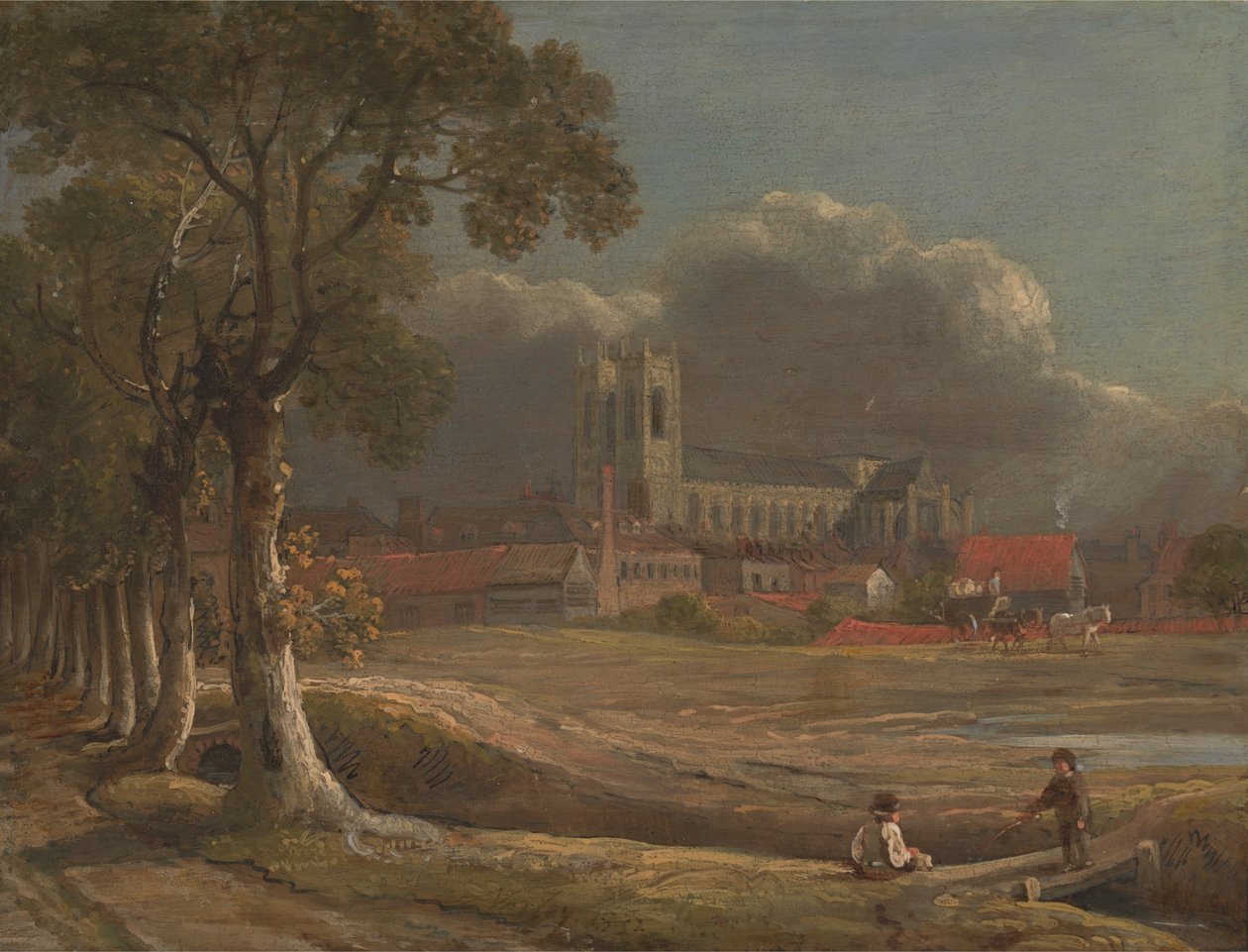 Westminster Abbey vanuit Tothill Fields door John Varley