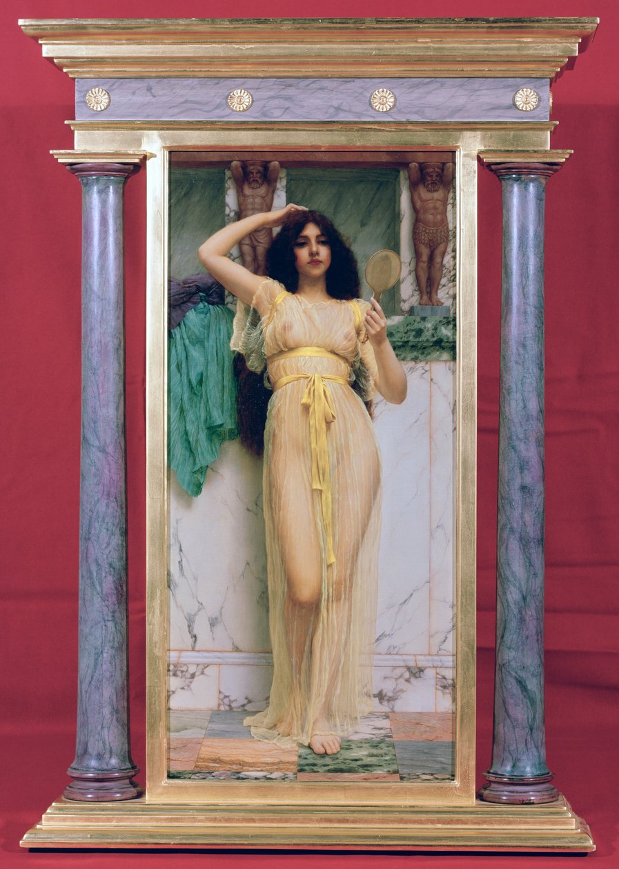 Meisje met een Spiegel, 1892 door John William Godward