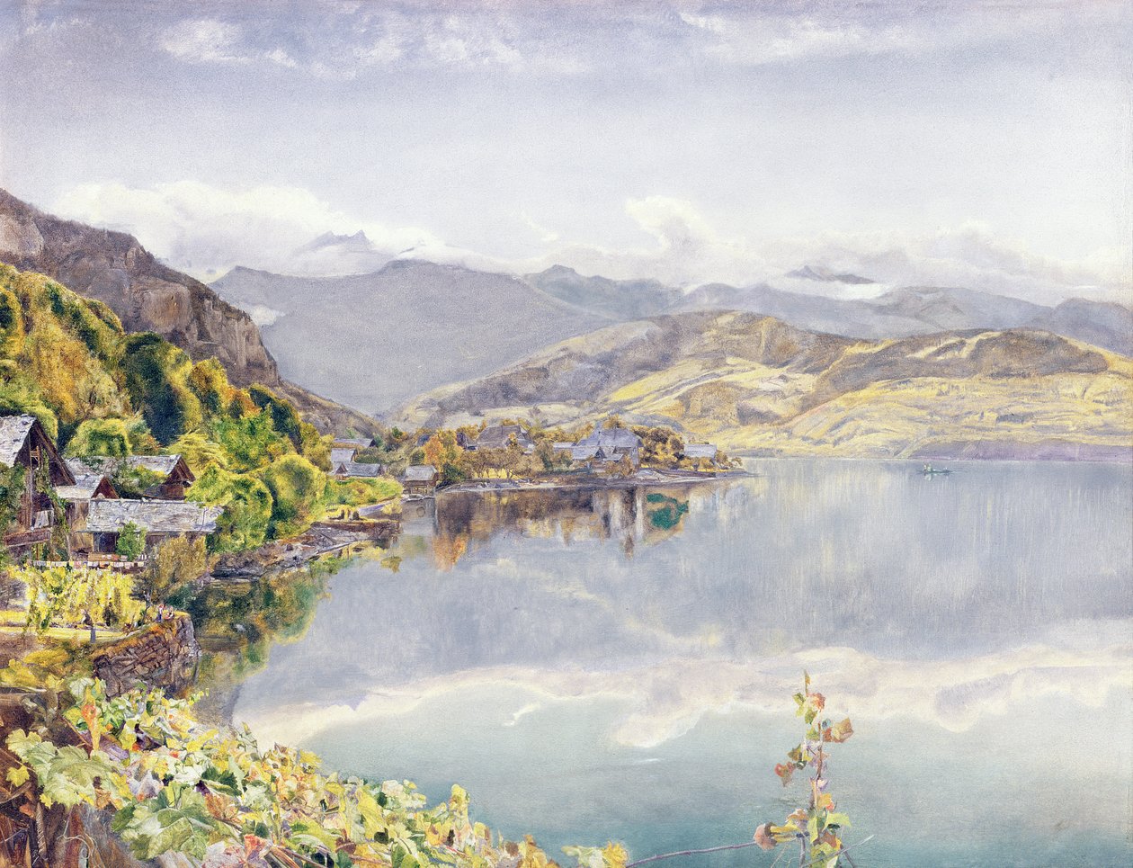 Het meer van Luzern, Mount Pilatus in de verte, 1857 door John William Inchbold