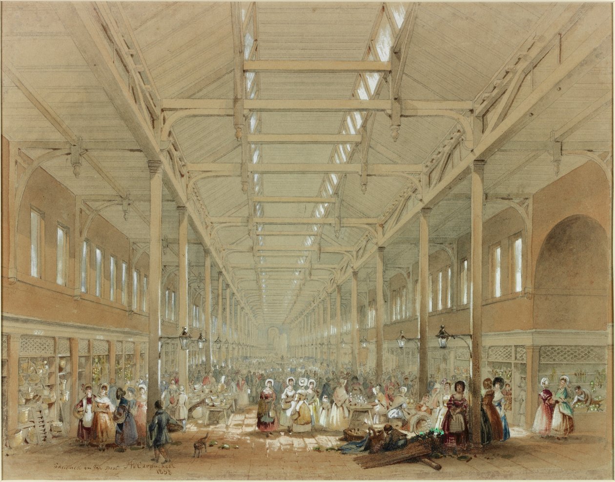 Interieur van Grainger Market door John Wilson Carmichael