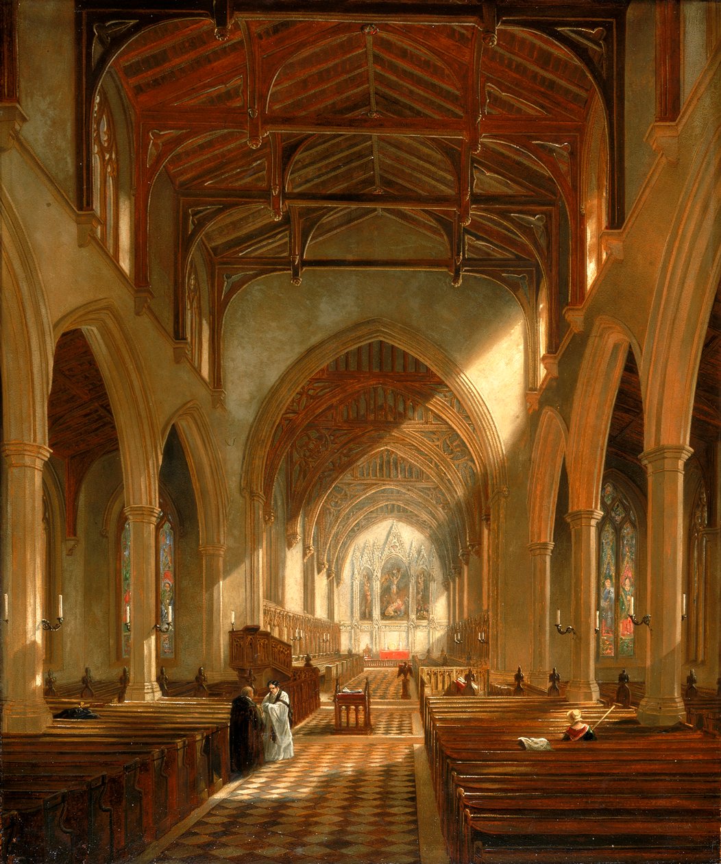 Interieur van de Sint-Pieterskerk, Newcastle upon Tyne door John Wilson Carmichael