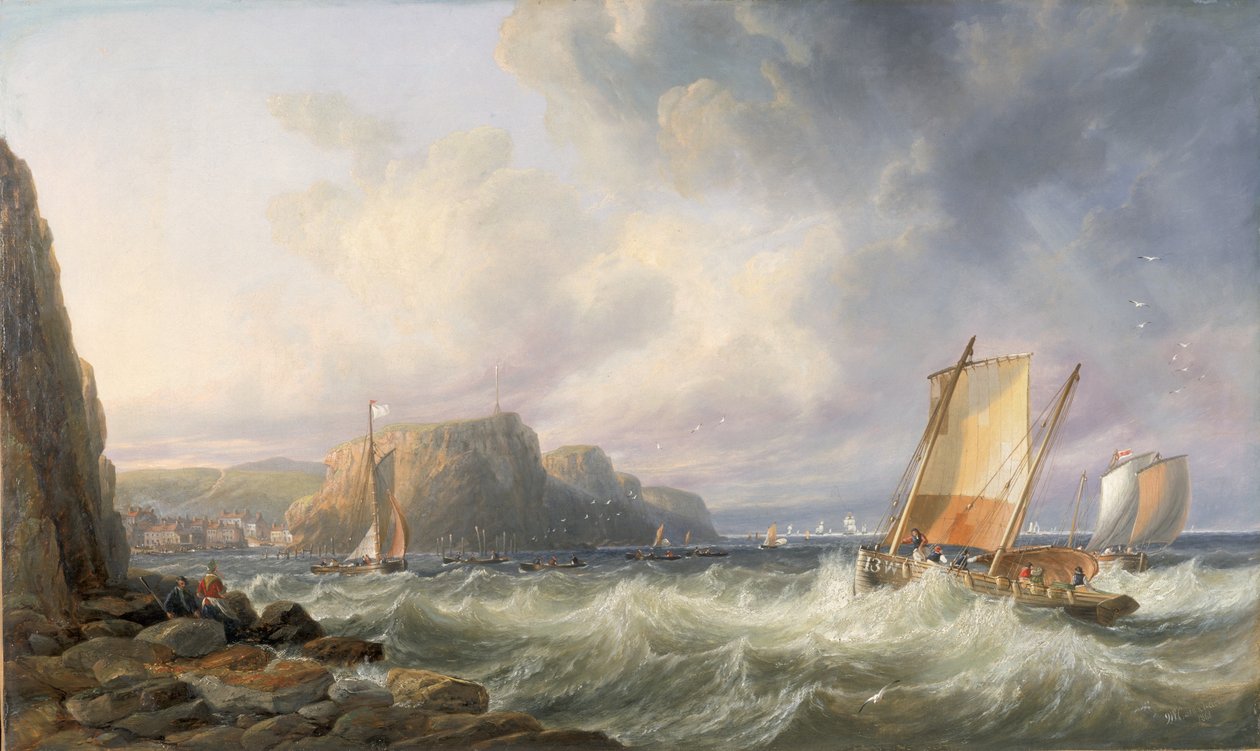 Voor de Kust van Yorkshire (Staithes) door John Wilson Carmichael