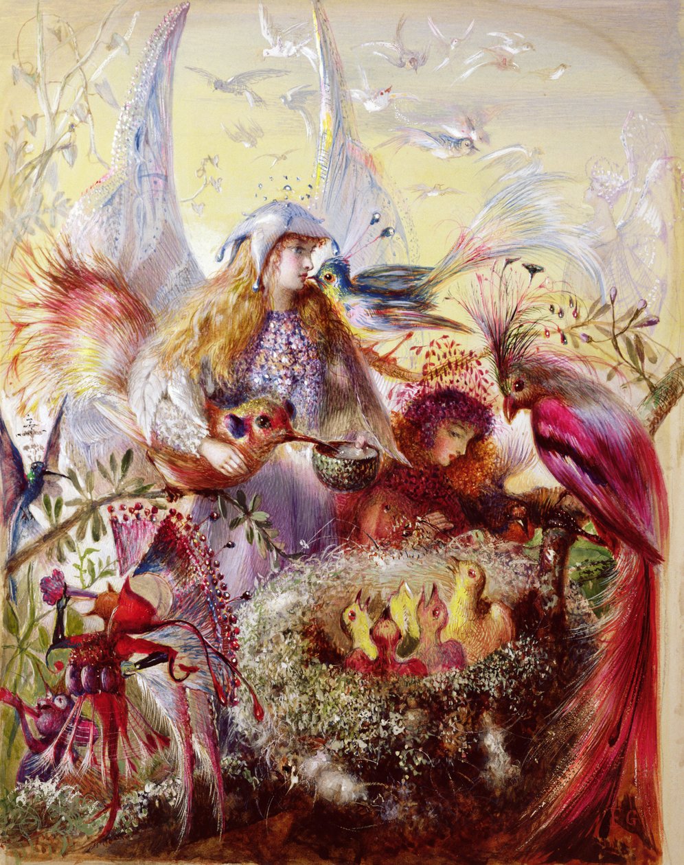 Feeën met vogels door John Anster Fitzgerald