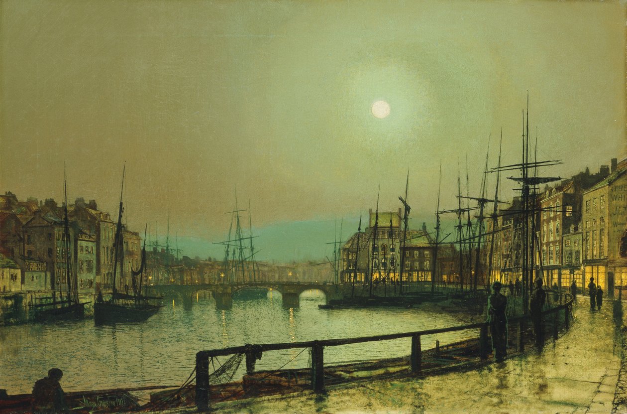 Een maanverlichte haven, 1883 door John Atkinson Grimshaw