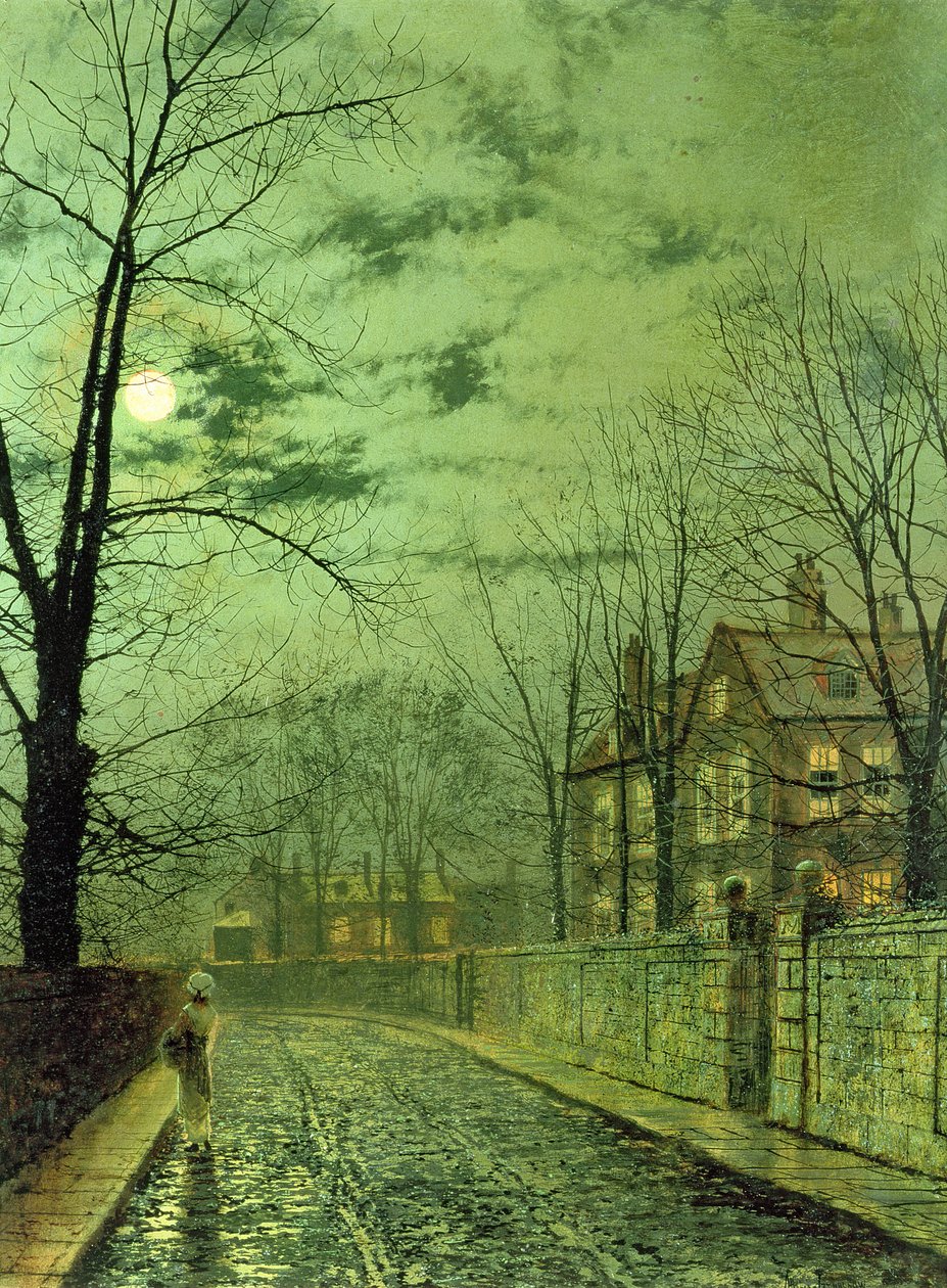 Een Weg bij Maanlicht door John Atkinson Grimshaw