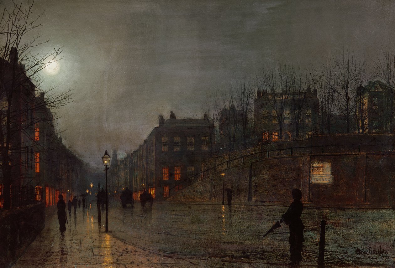 Naar huis gaan bij schemering, 1882 door John Atkinson Grimshaw