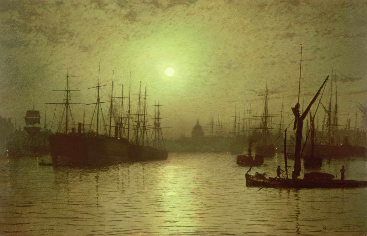 Avondval over de Theems door John Atkinson Grimshaw