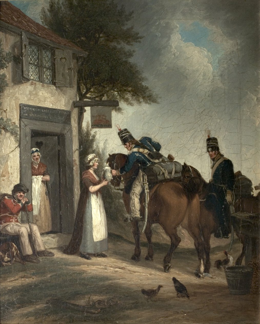 Soldaten Verfrissen Zich, c.1805 door John Augustus Atkinson