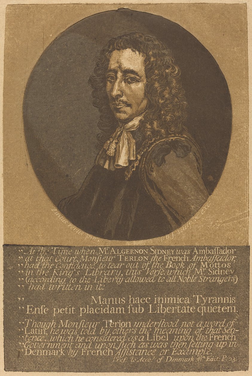Algernon Sidney door John Baptist Jackson after Justus van Verus