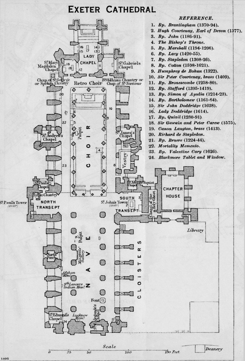 Kathedraal van Exeter, 20e eeuw door John Bartholomew