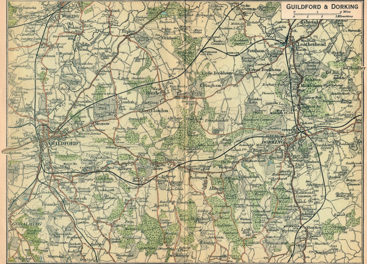 Guildford & Dorking, 20e eeuw door John Bartholomew