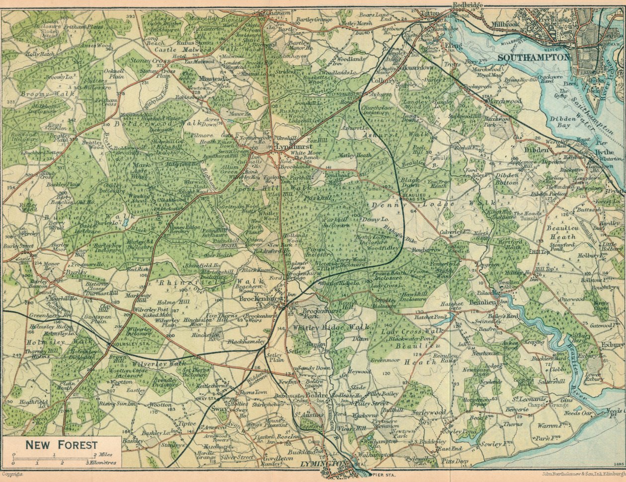 New Forest, 20e eeuw door John Bartholomew