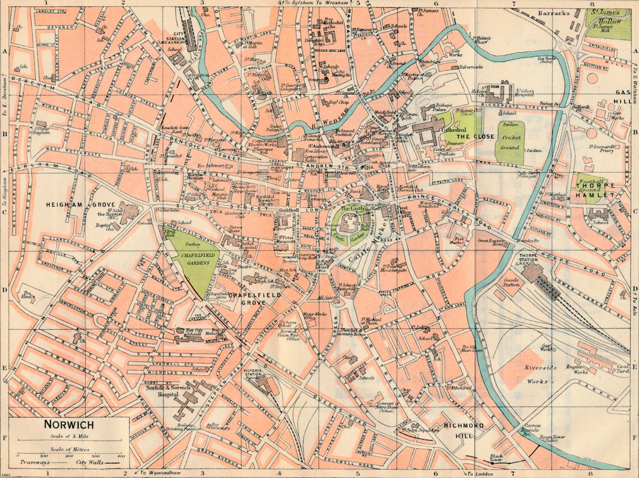 Norwich, 20e Eeuw door John Bartholomew