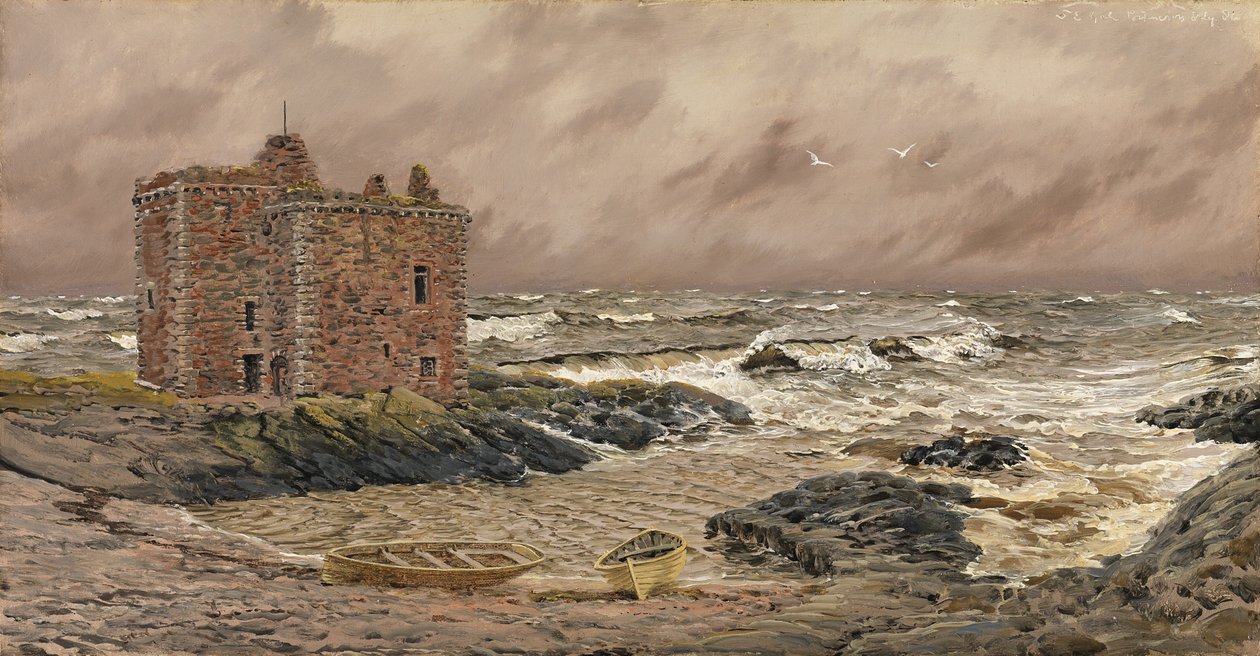 Zuid-oostelijke storm bij Portencross Castle, 1886 door John Brett