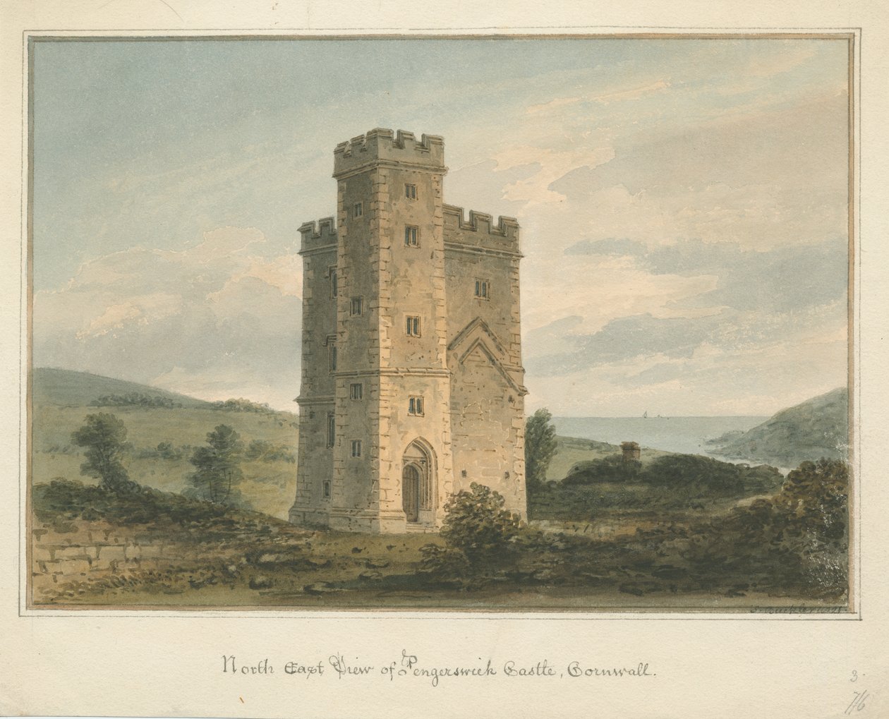 Cornwall - Pengersick Kasteel door John Buckler