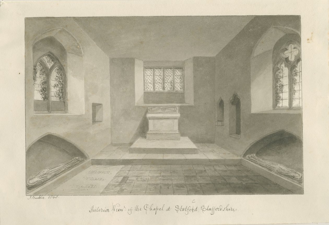 Interieur van Statfold Kapel door John Buckler
