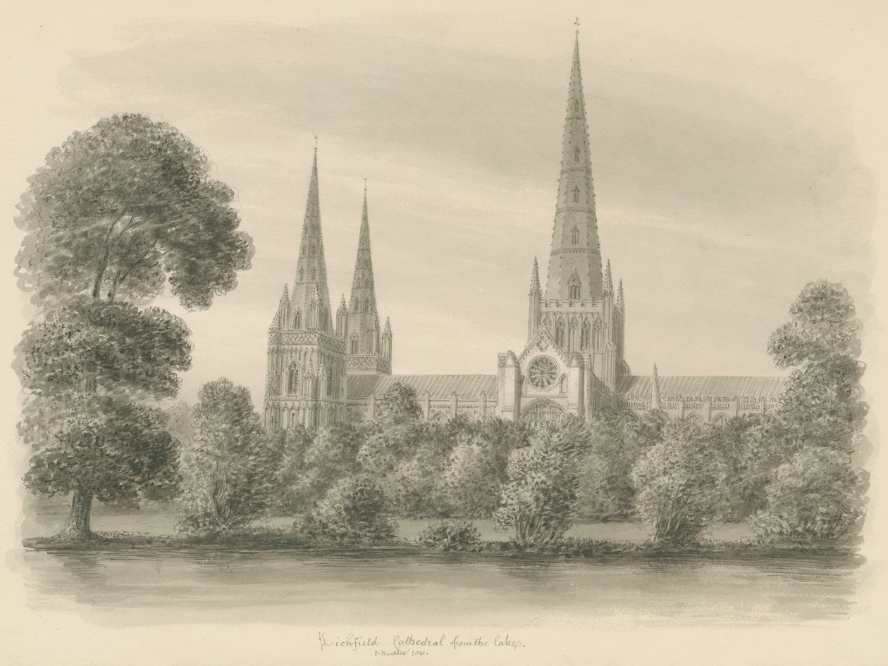 Lichfield Kathedraal - Zuidaanzicht door John Buckler
