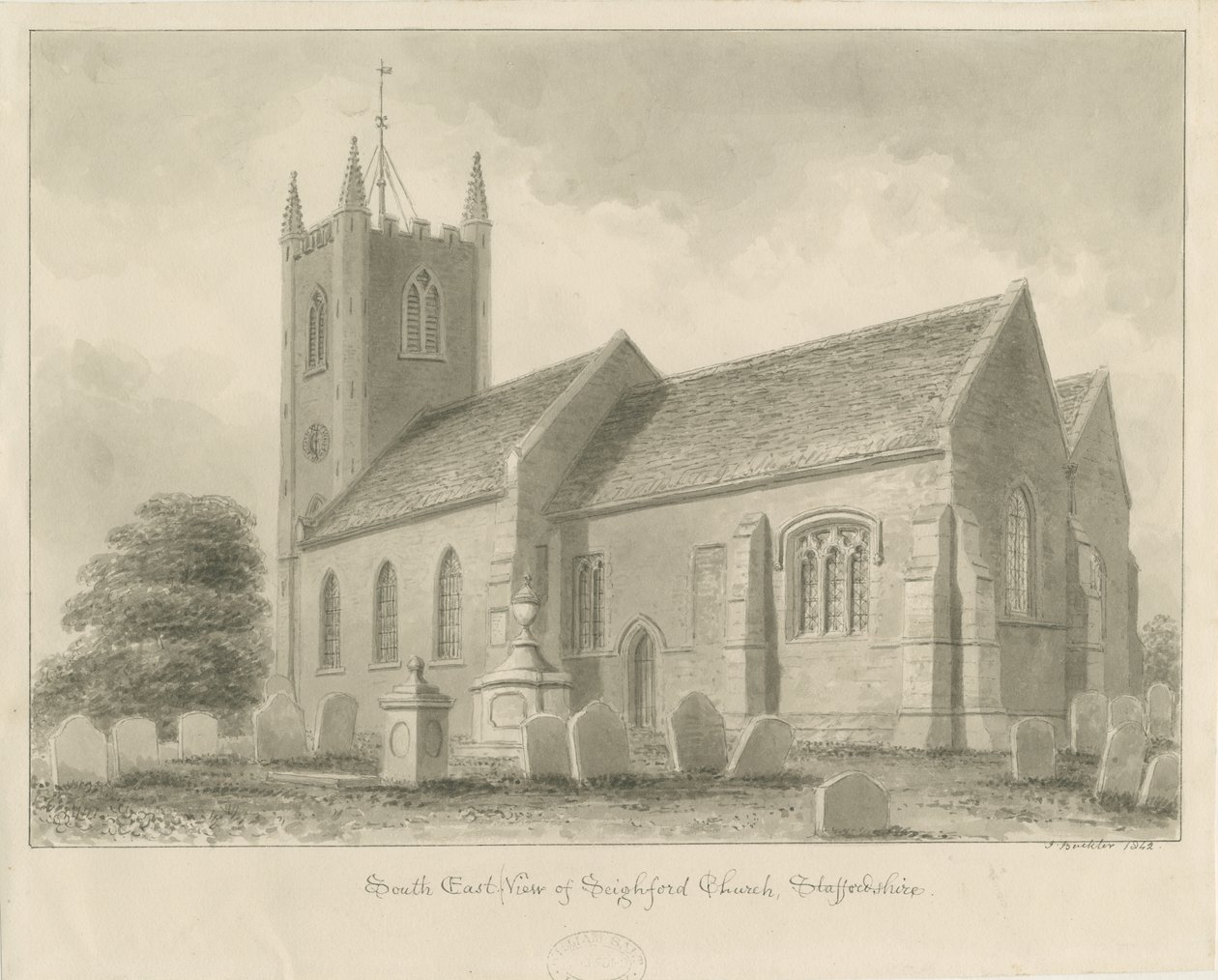Seighford Church door John Buckler