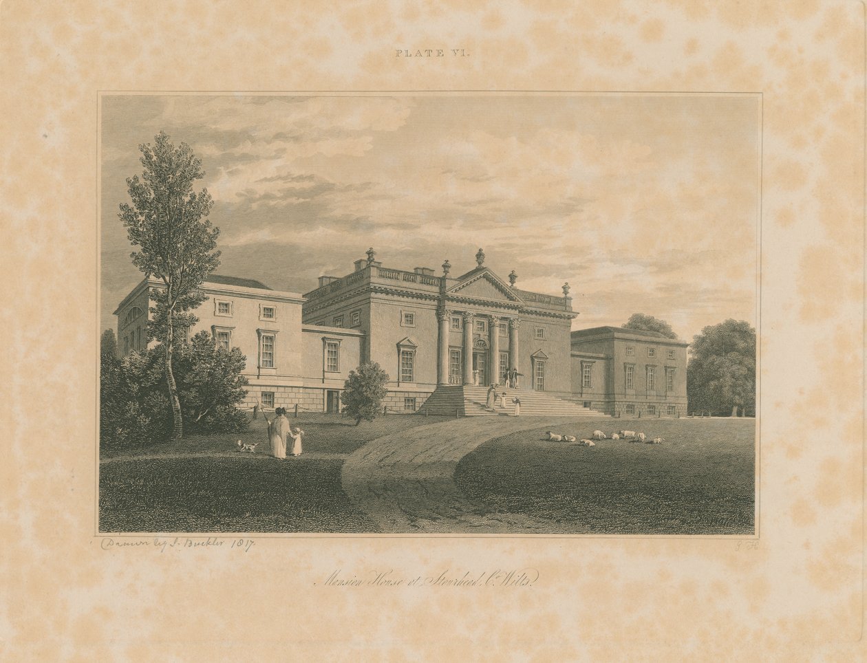 Wiltshire - Stourhead - Landhuis, 1817 door John Buckler