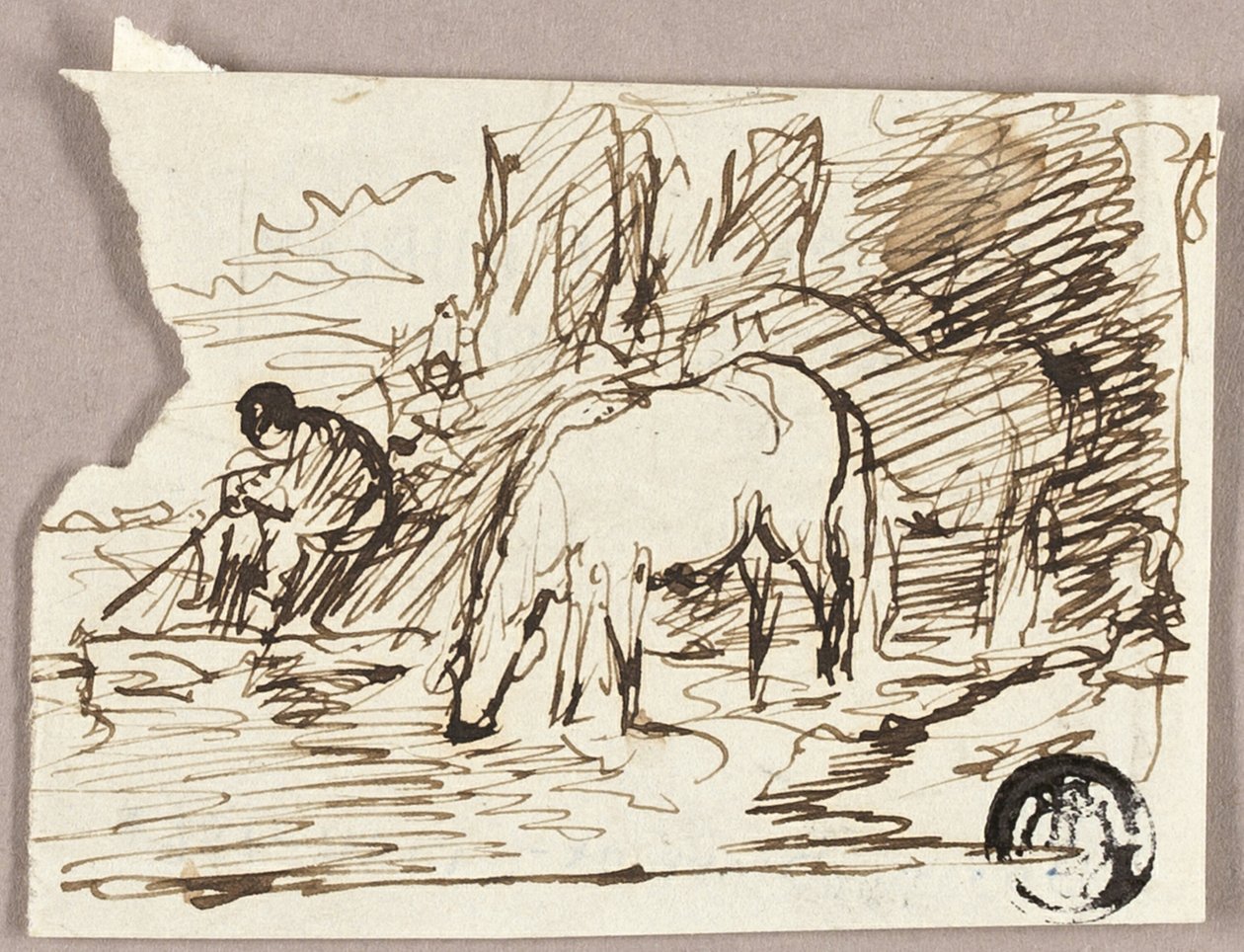 Schets van Paarden Wateren en Visser door John Burnet