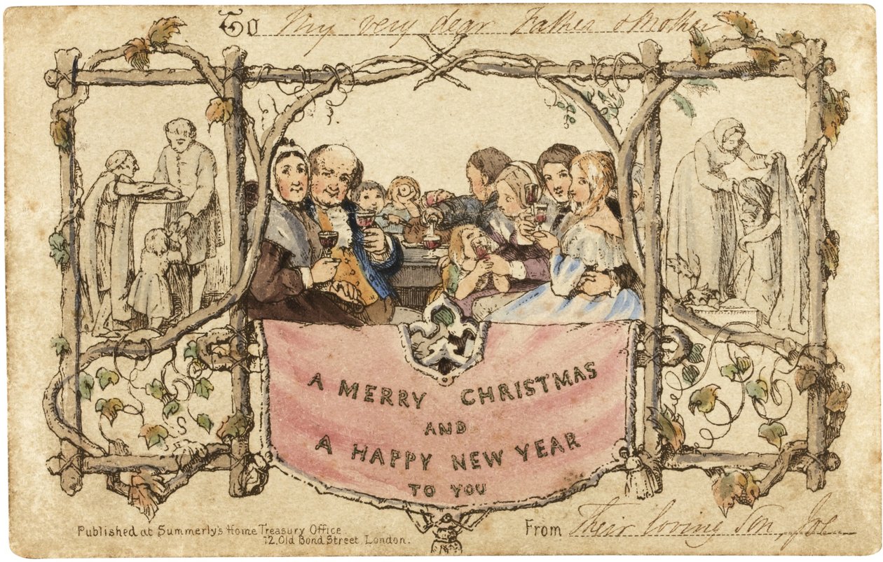 De eerste kerstkaart, 1843 door John Callcott Horsley