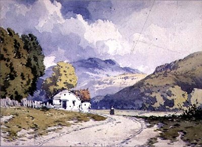 Een heuvelachtig landschap door John Callow