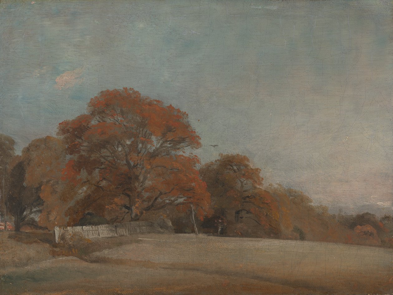 Een herfstlandschap bij East Bergholt door John Constable