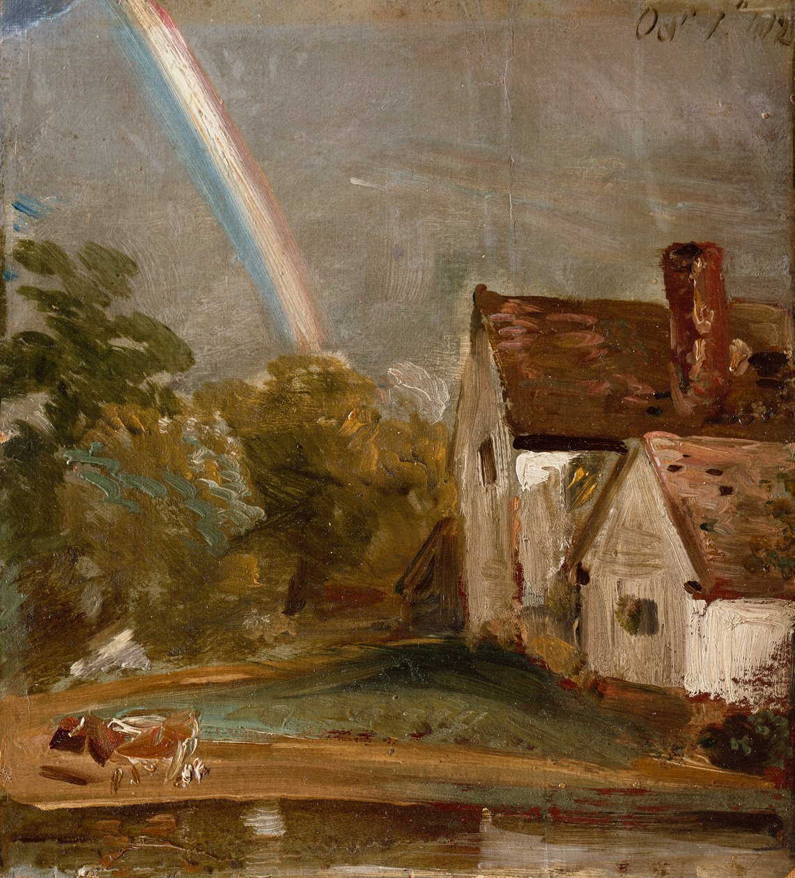 Flatford Lock en molen door John Constable