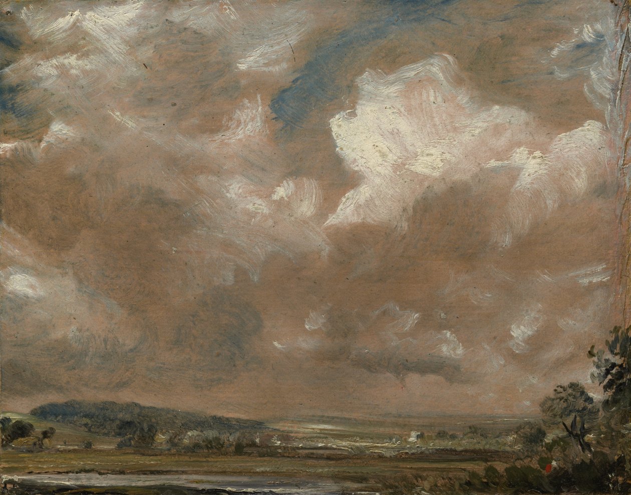 Harnham Ridge, Salisbury, ca. 1829 door John Constable