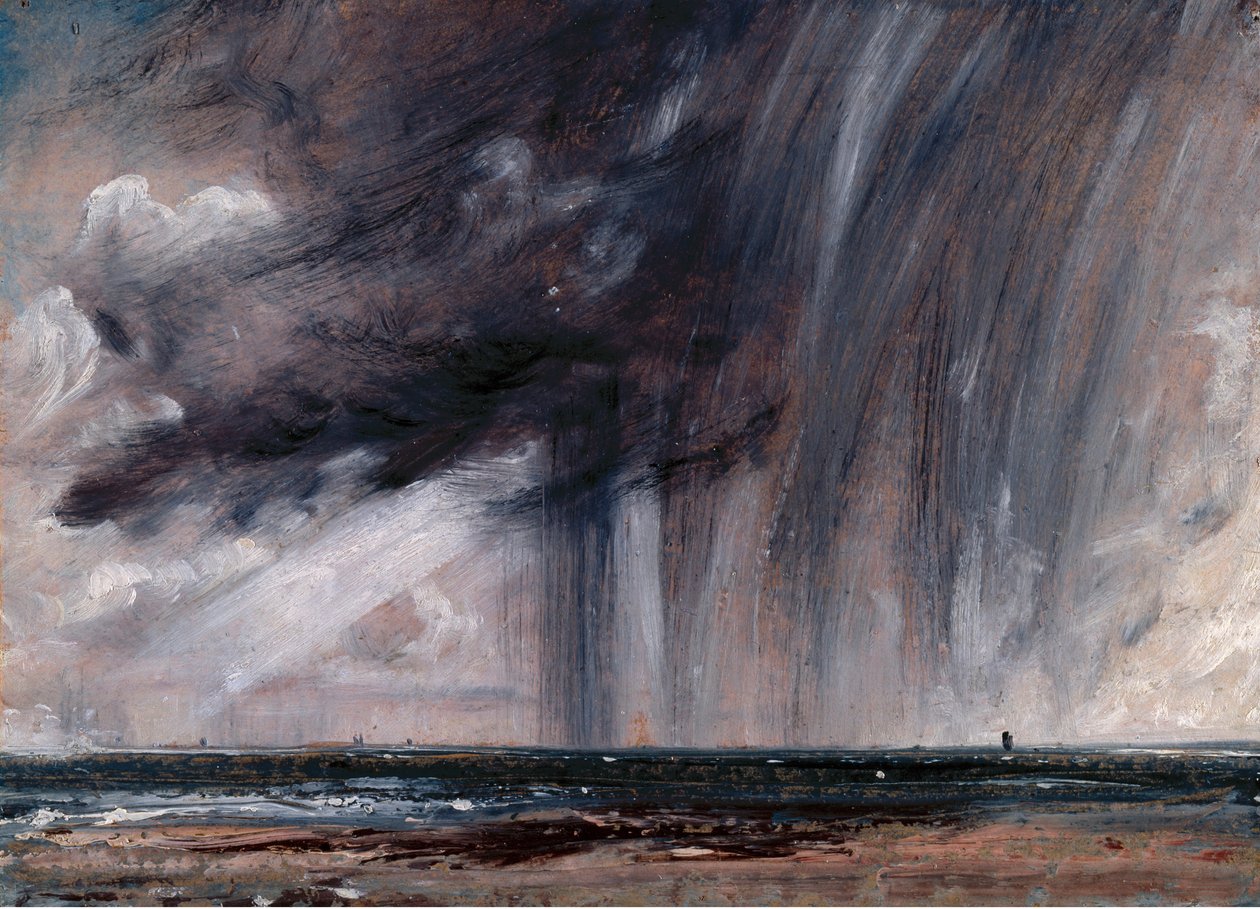 Regenstorm over de zee door John Constable