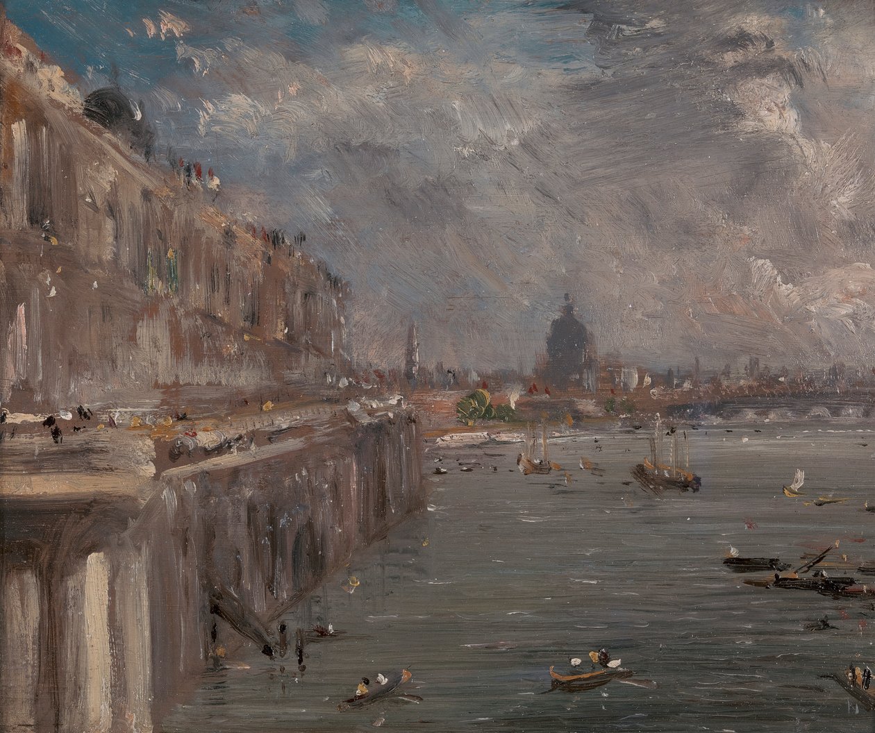 Somerset House Terrace vanaf Waterloo Bridge door John Constable