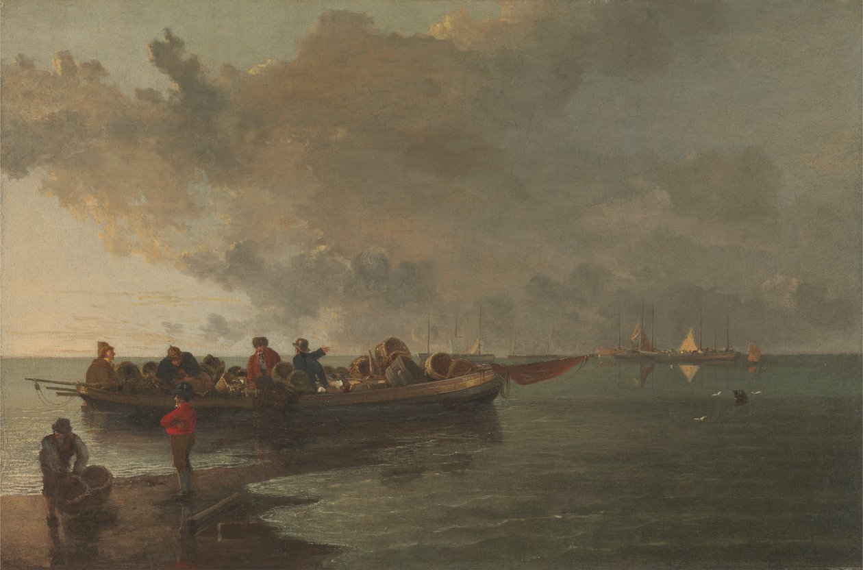 Een boot met een gewonde soldaat door John Crome