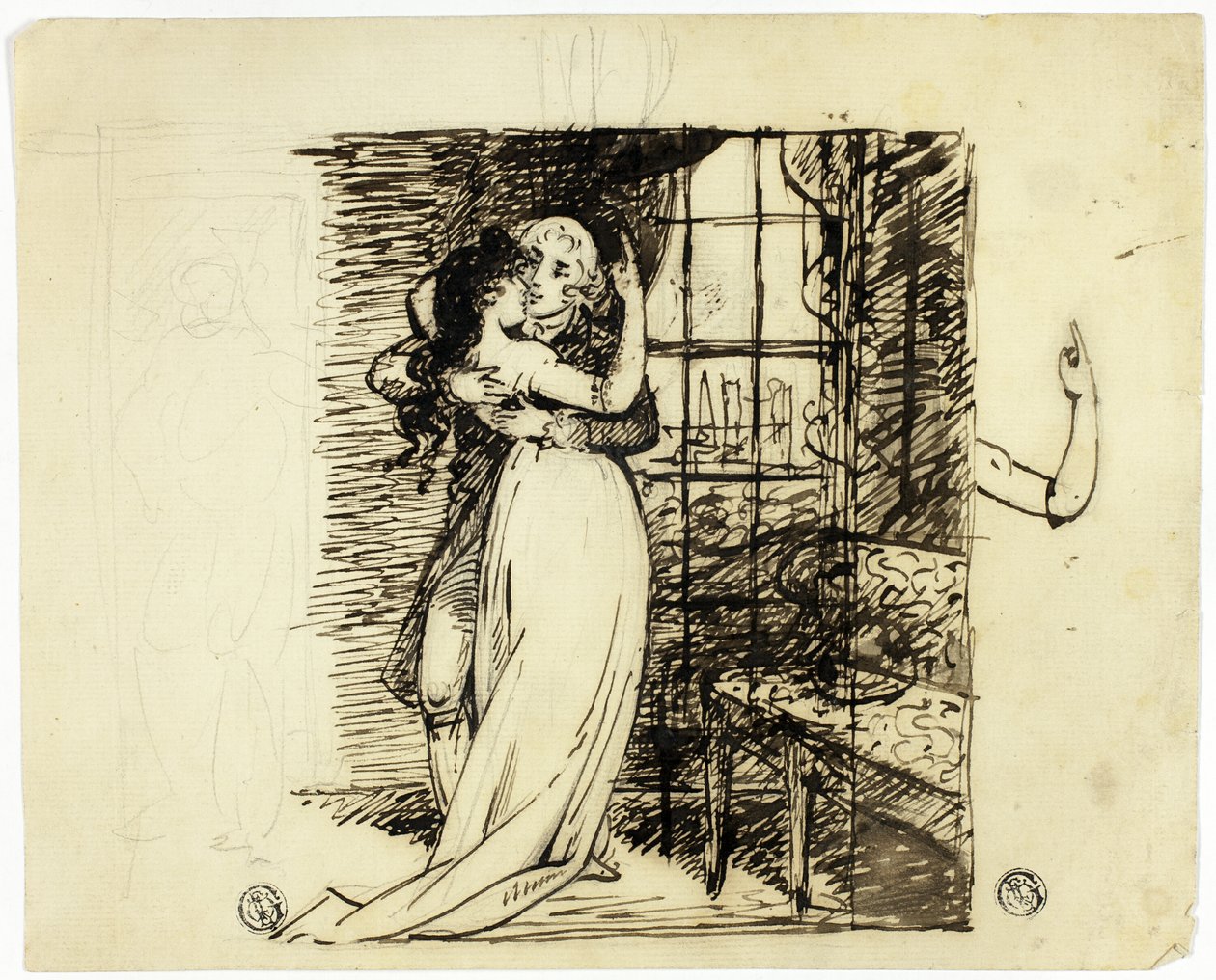 Geliefden in een kamer door John Downman