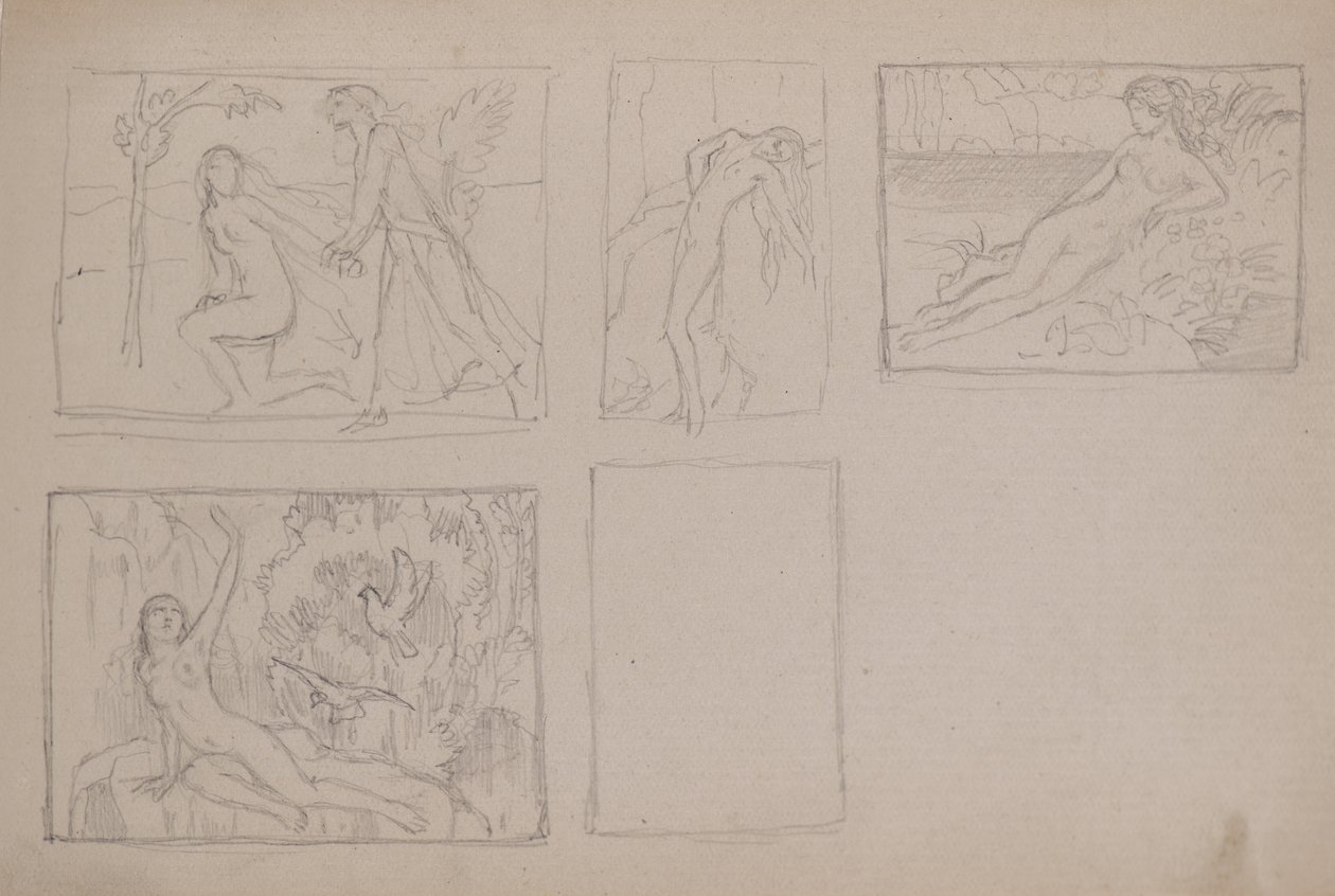 Zonder titel [Naakte figuren in een landschap] door John Duncan