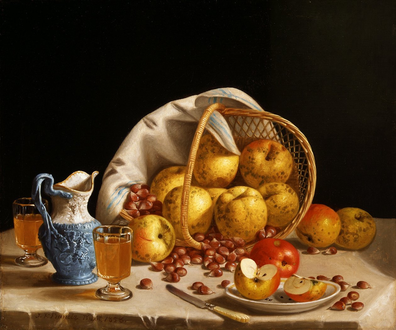 Stilleven met gele appels door John F. Francis