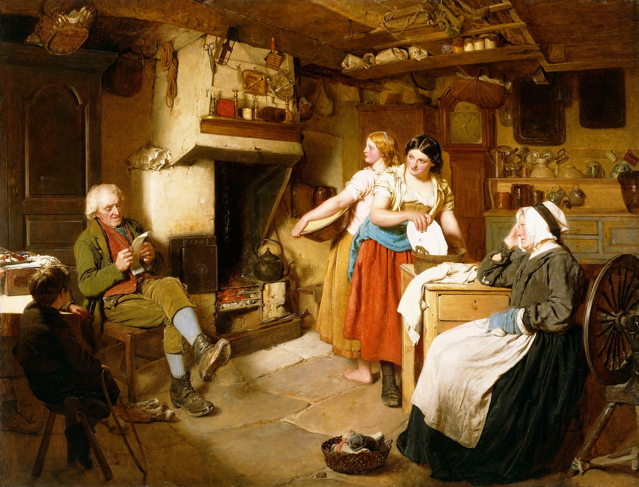 Een Familie in een Interieur door John Faed